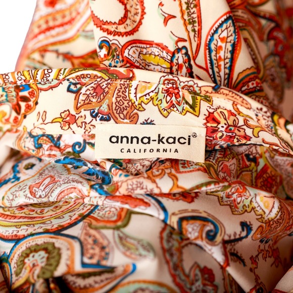 Anna-Kaci California Paisley button down shirt Blouse‎ Top size 1X puffy sleeves - Picture 5 of 7